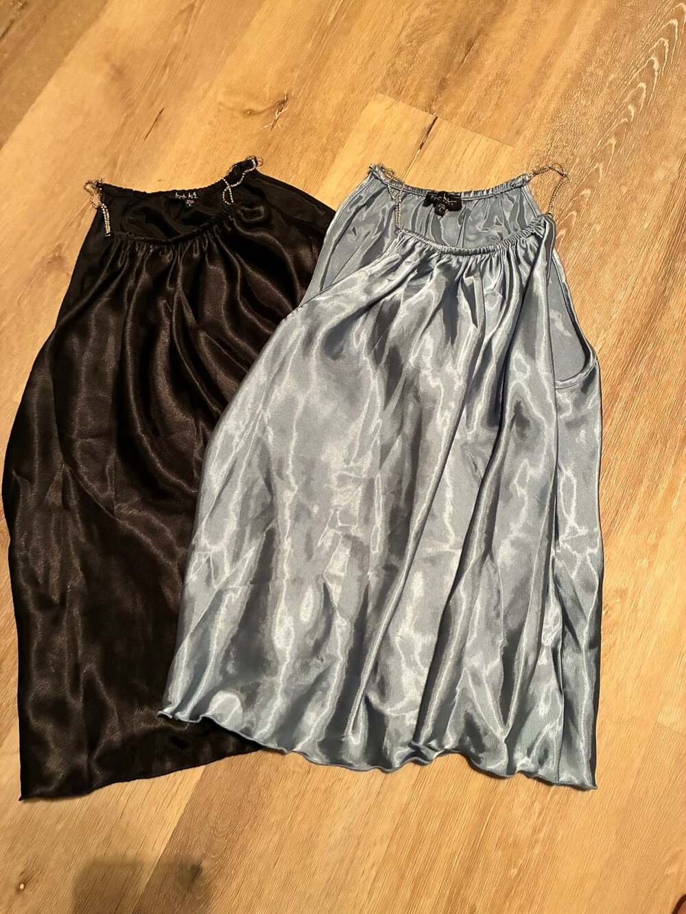 Nicole Miller New York Satin Halter Top with Rhinestone Straps Set of 2